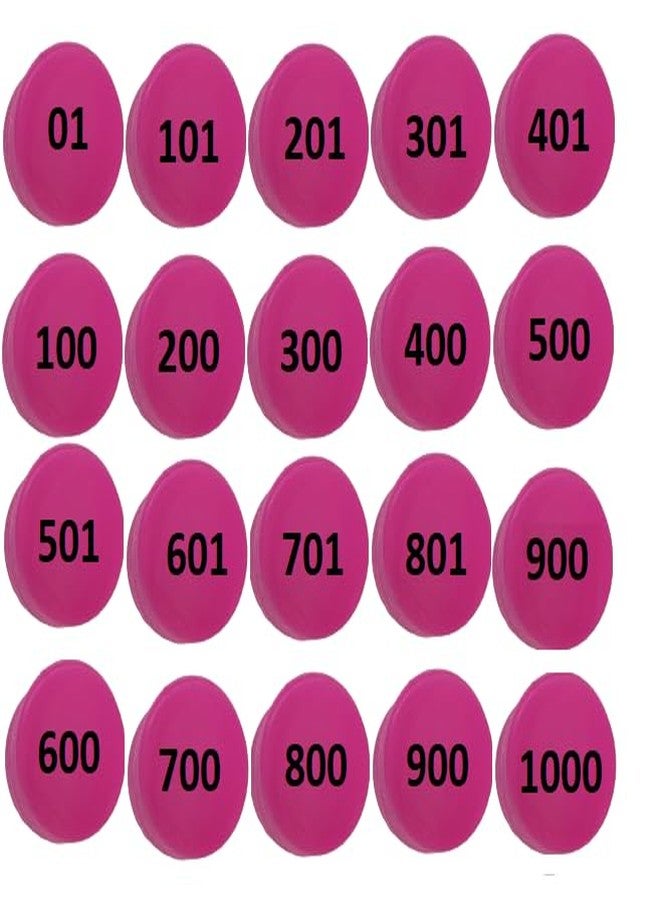 MOREL Embossed 1 to 1000 Numerical Plastic Round Shape Token Coin(31MM) for Shop, Board Games, Stores, House, School ETC.(Pink Color) (Pink), Lifetime GARANTY of Printing - Image 3
